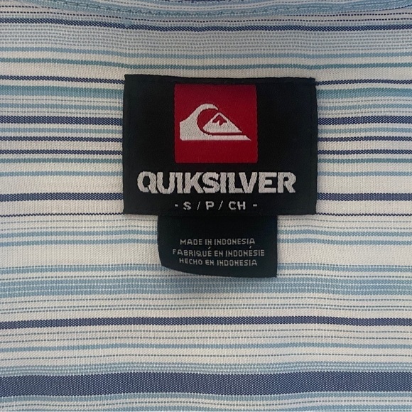 QUIKSILVER Blue & White Striped Button Down Collared Shirt Men S/P Small - Picture 6 of 7